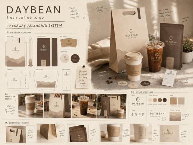 نمونهٔ 高级品牌外带包装提案板生成器