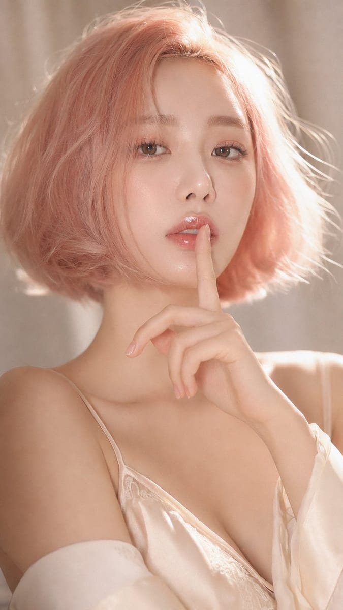 韩系杂志感粉发人像｜嘘手势特写