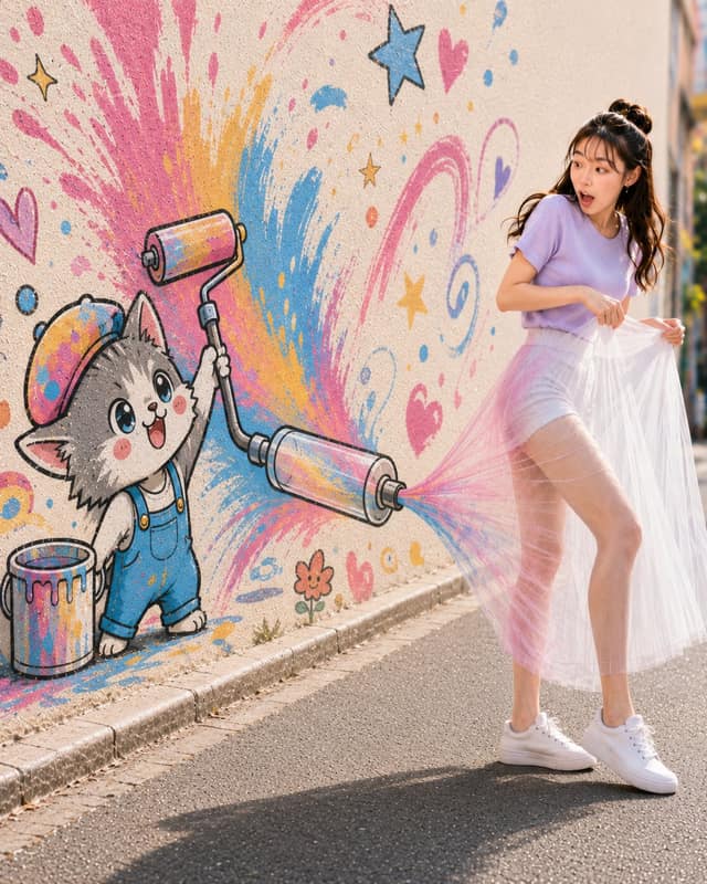 偷色壁画｜少女裙色被吸走的惊愕瞬间