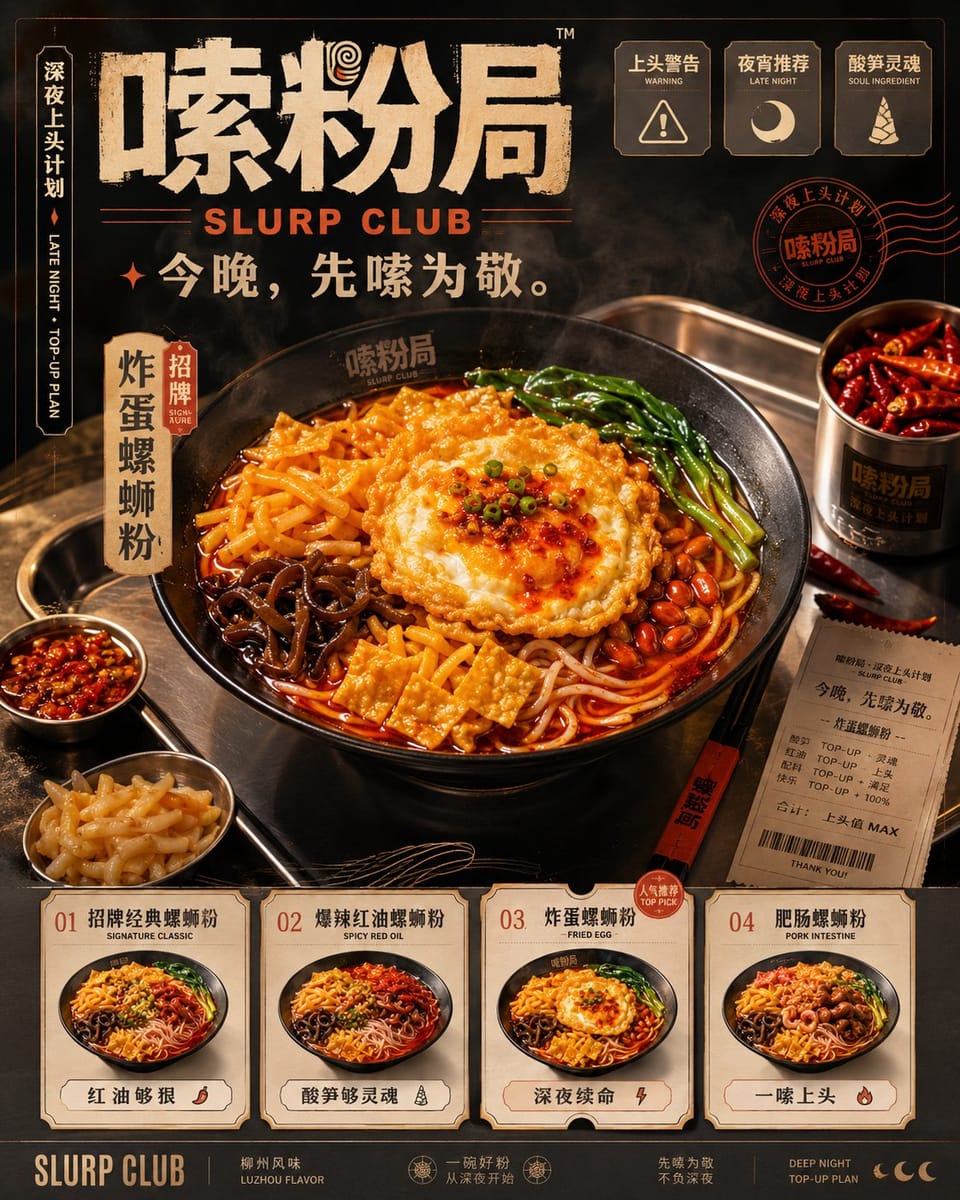嗦粉局螺蛳粉 | 夜宵品牌视觉系统全套提案设计