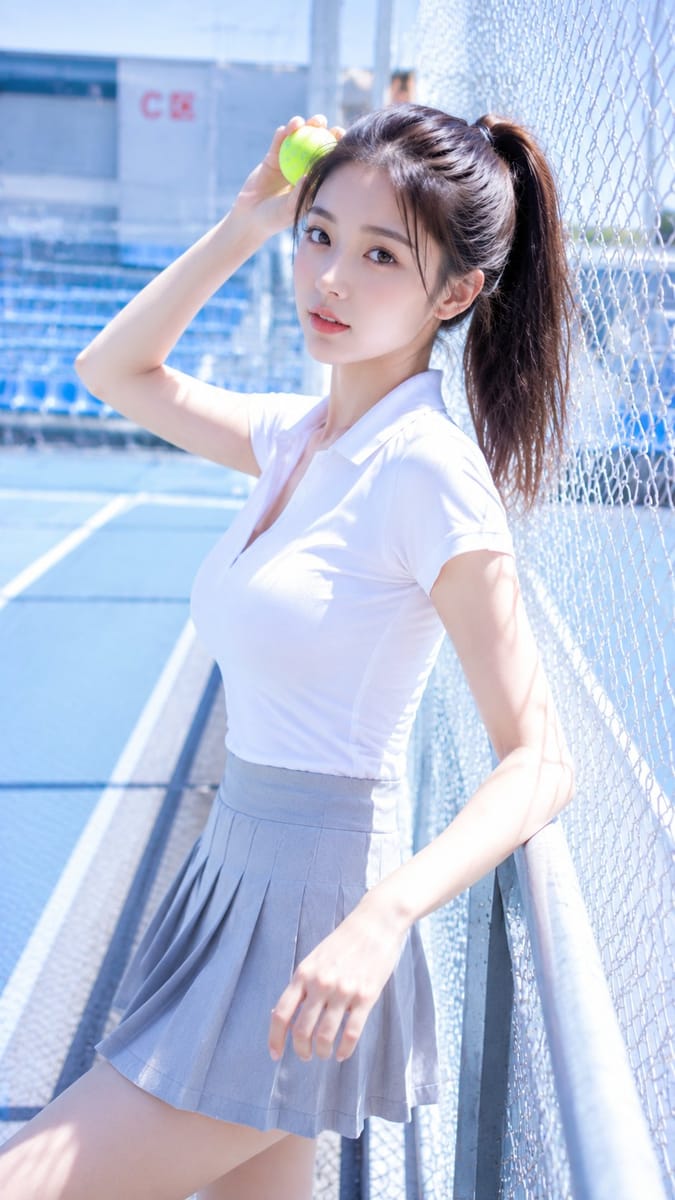 冷白清透CCD网球场生活照写真