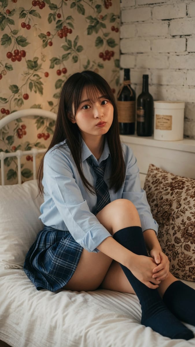 日系校服少女·卧室光影写真 | 8K超清人像