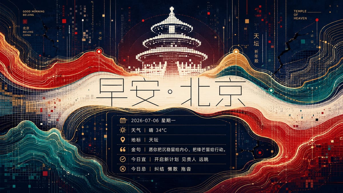 城市早安·数字山水极简海报设计Prompt