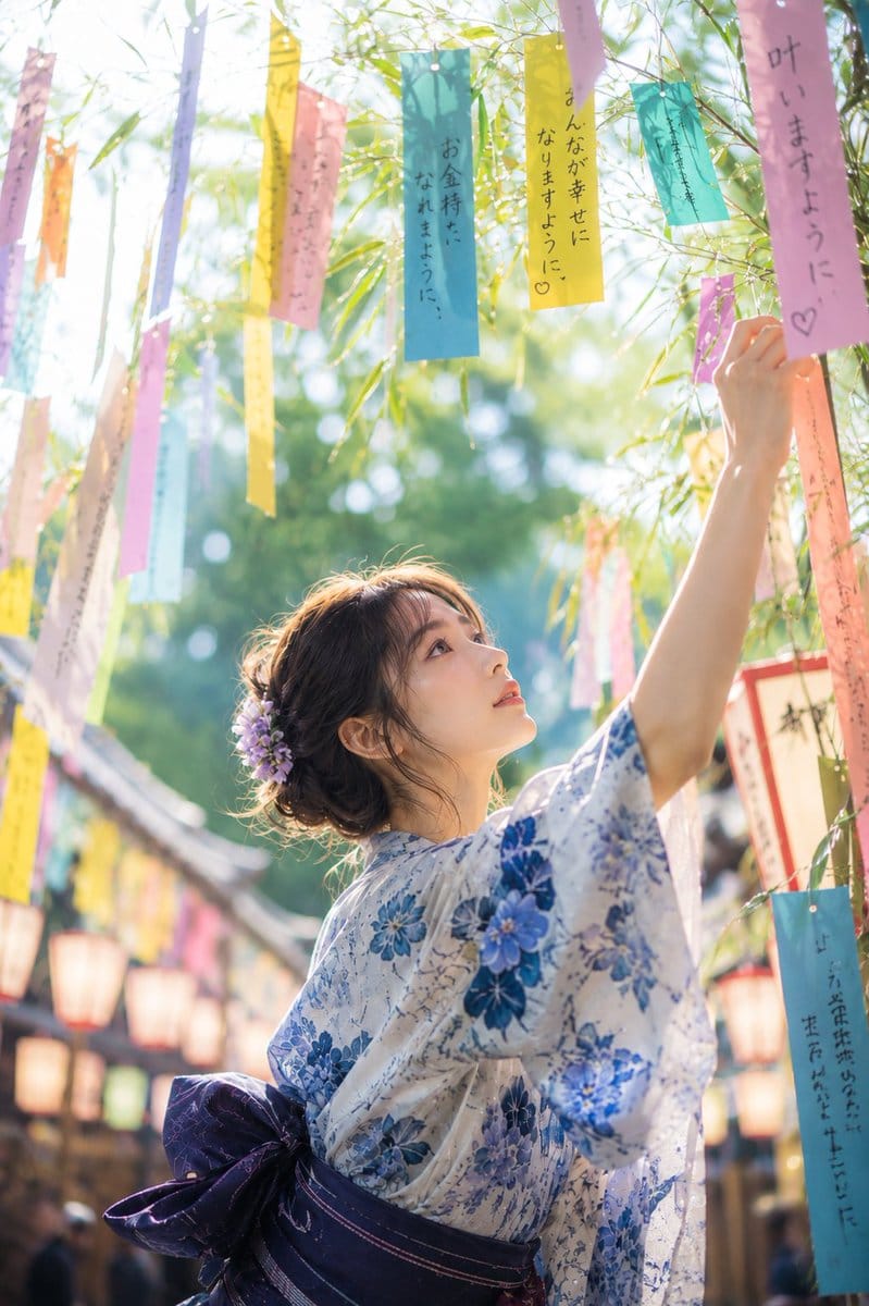 七夕晨光·浴衣少女祈愿