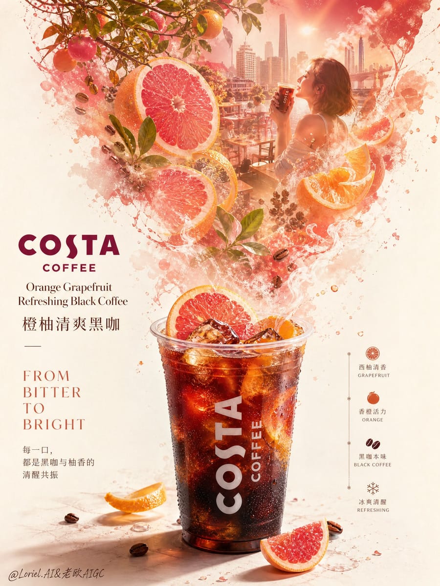 COSTA橙柚清爽黑咖 | 高端叙事饮品海报创作