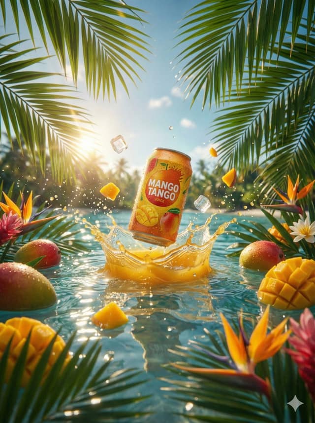 نمونهٔ 碧海芒果汁冷饮商业大片
