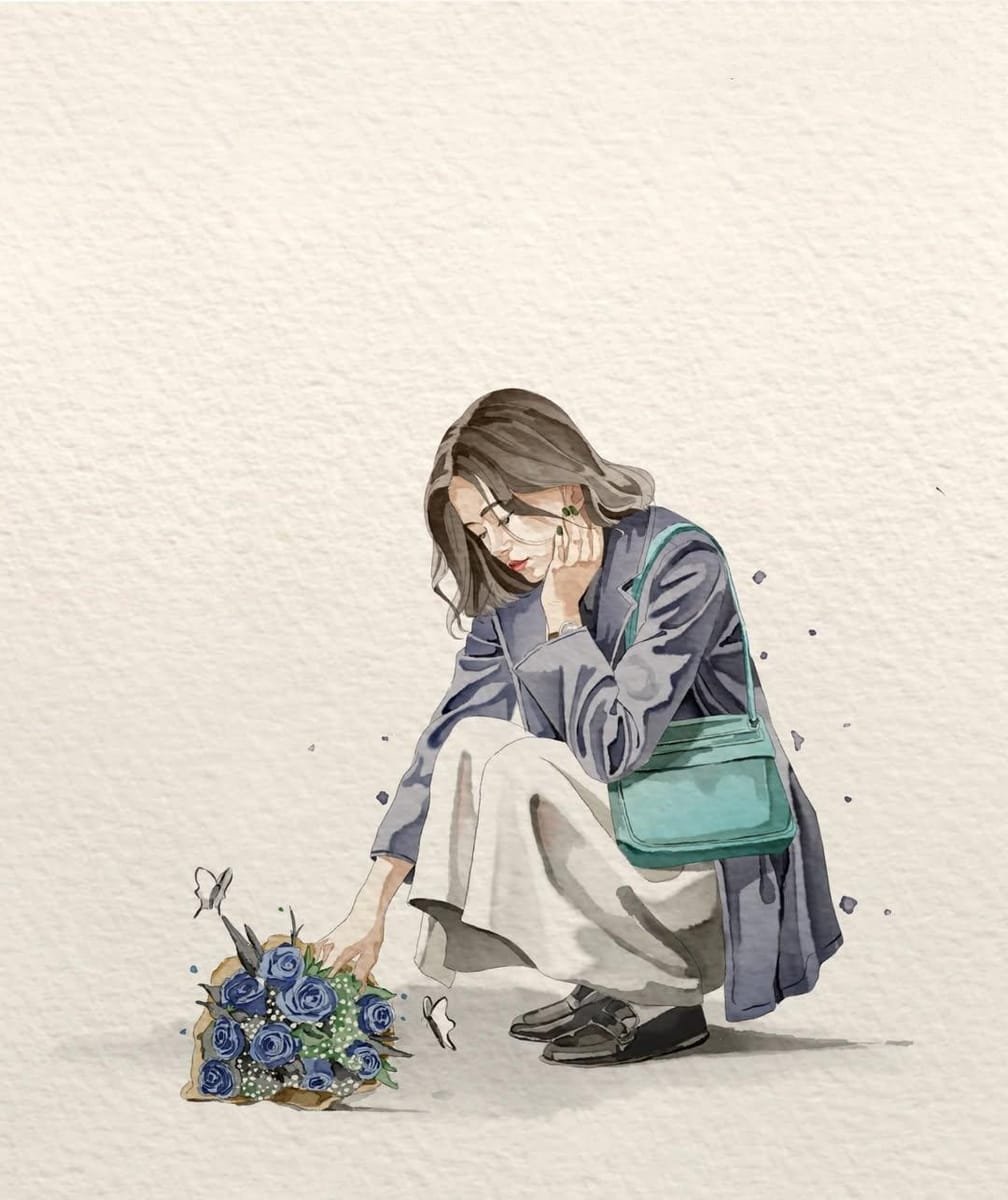 极简水彩时尚女性插画｜温柔绘本风AI提示词