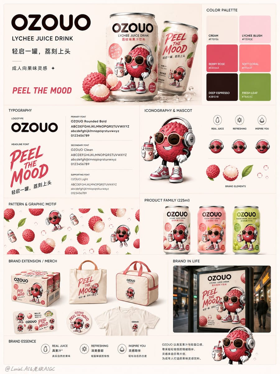 OZOUO品牌视觉规范系统海报|高端饮品品牌指南