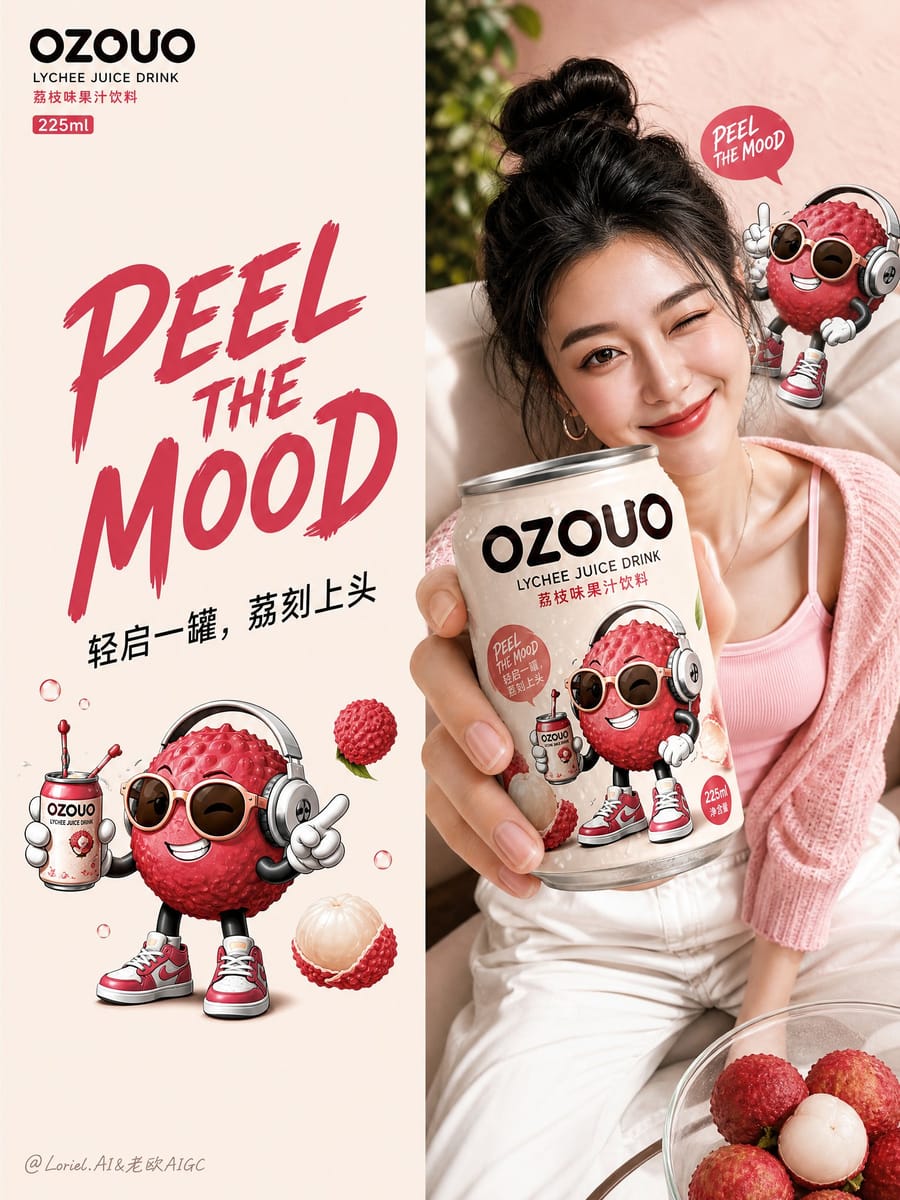 OZOUO果饮品牌零售视觉应用板 — 从货架到生活的完整品牌延展