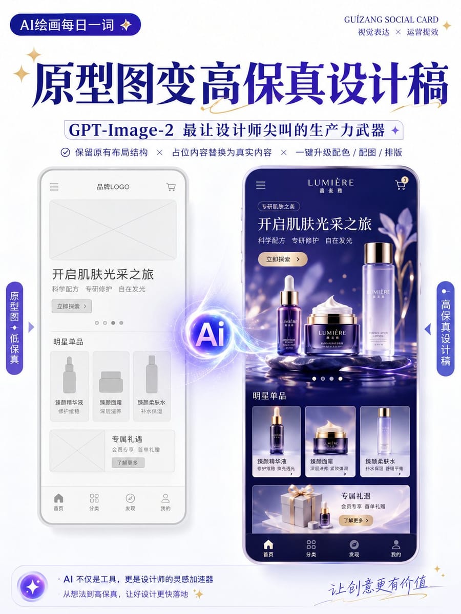 线框图一键生成高保真设计稿 | AI设计助手