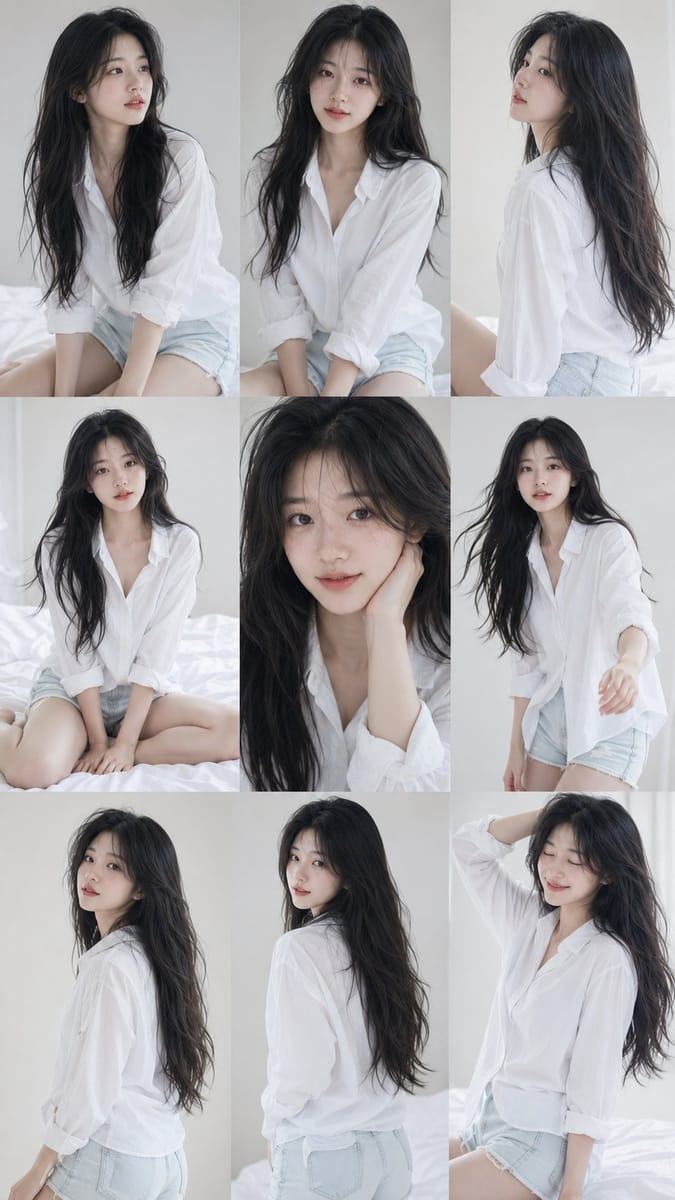 韩系女偶像九宫格AI写真拼贴