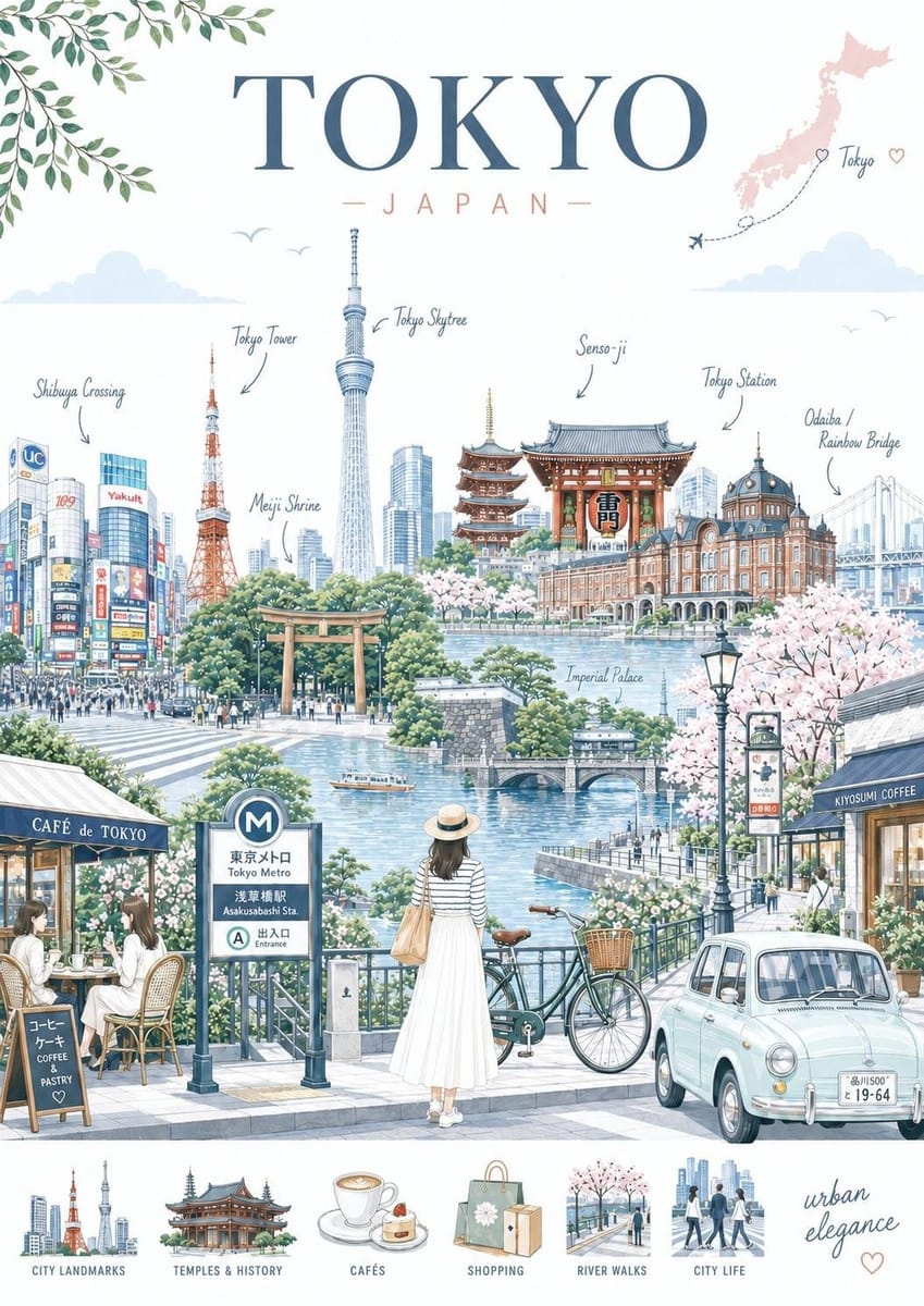 高级社论风极简旅游插画生成器
