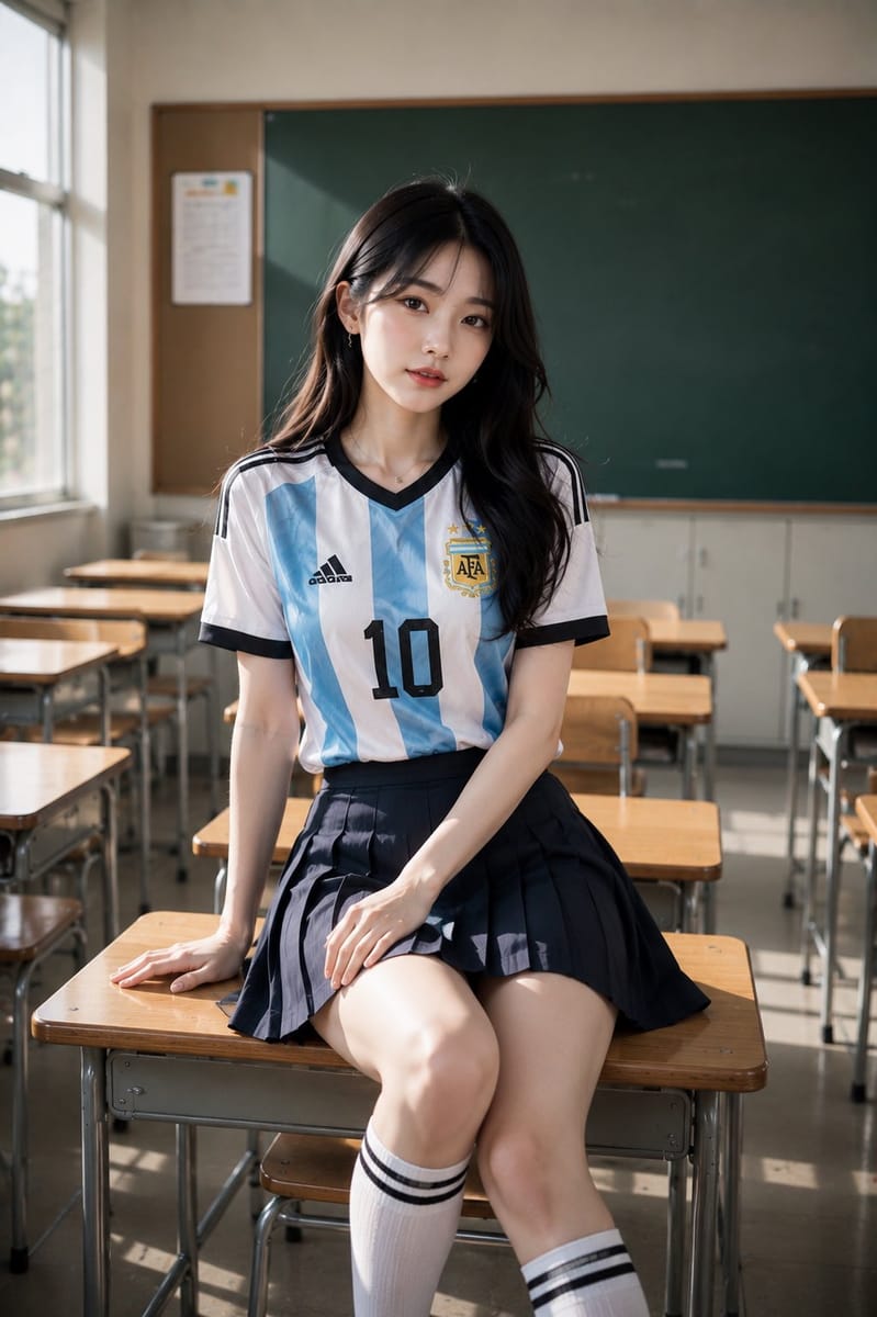 韩国模特·阿根廷球衣学院风时尚大片