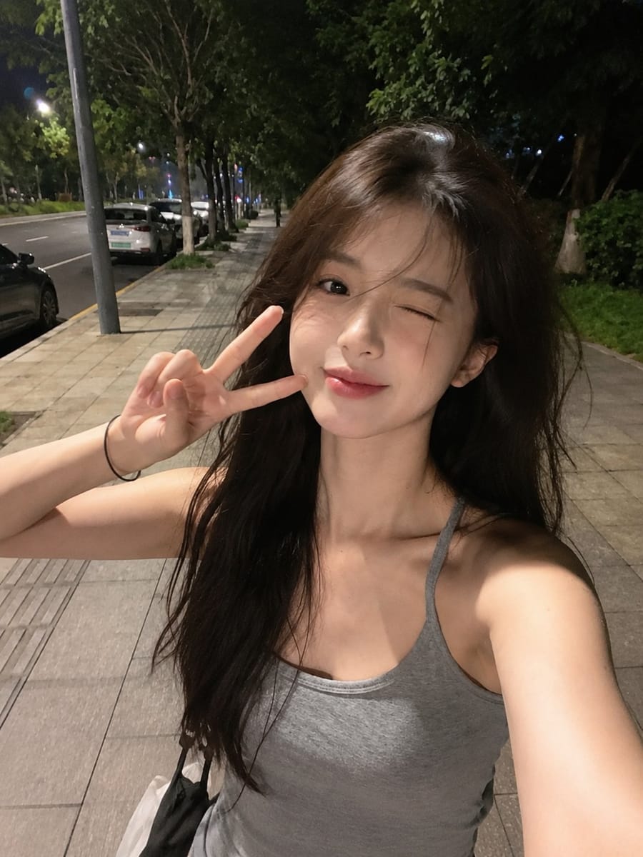 深夜街拍：手机原生自拍真实人像