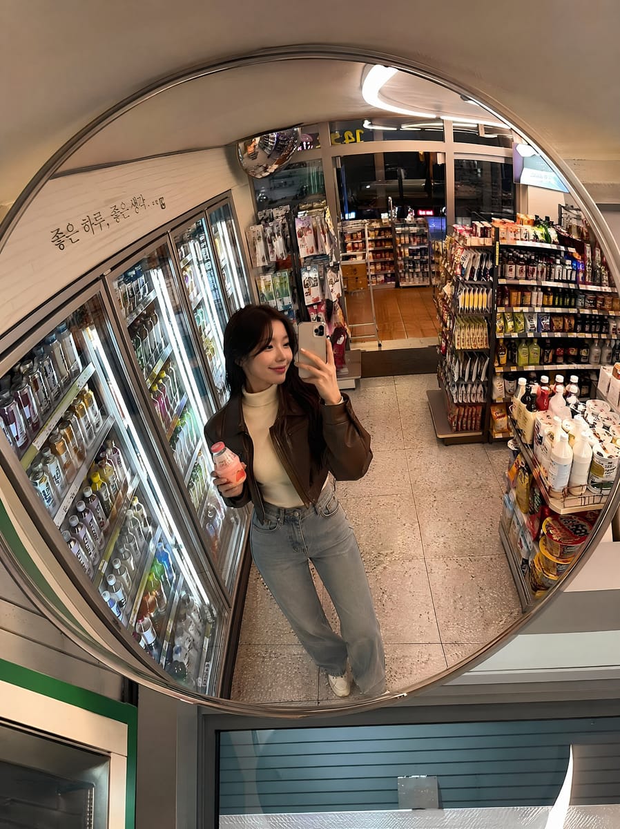 韩国便利店凸面镜自拍 | 深夜街拍人像