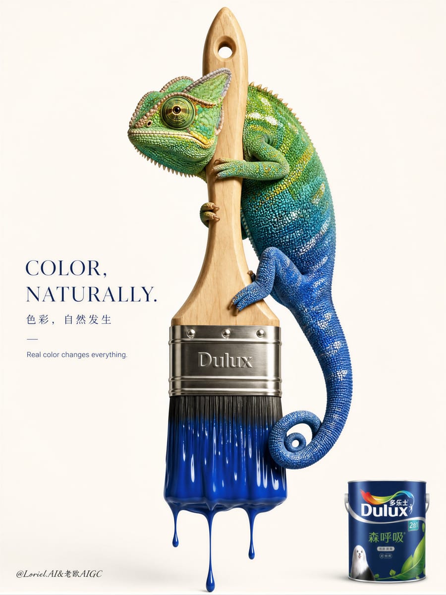 多乐士变色龙广告:色彩自然发生 | Dulux Chameleon Poster