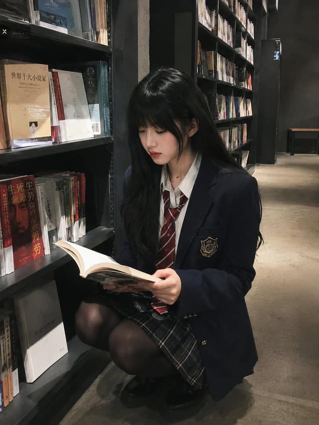 东亚女学生书店手机抓拍｜超真实生活感写真