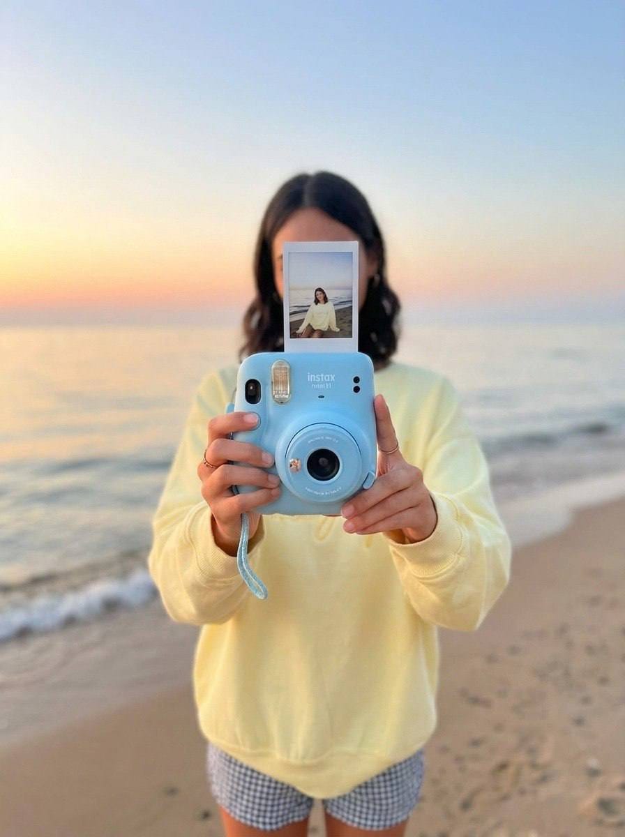 落日沙滩拍立得 | 富士Instax氛围感摄影