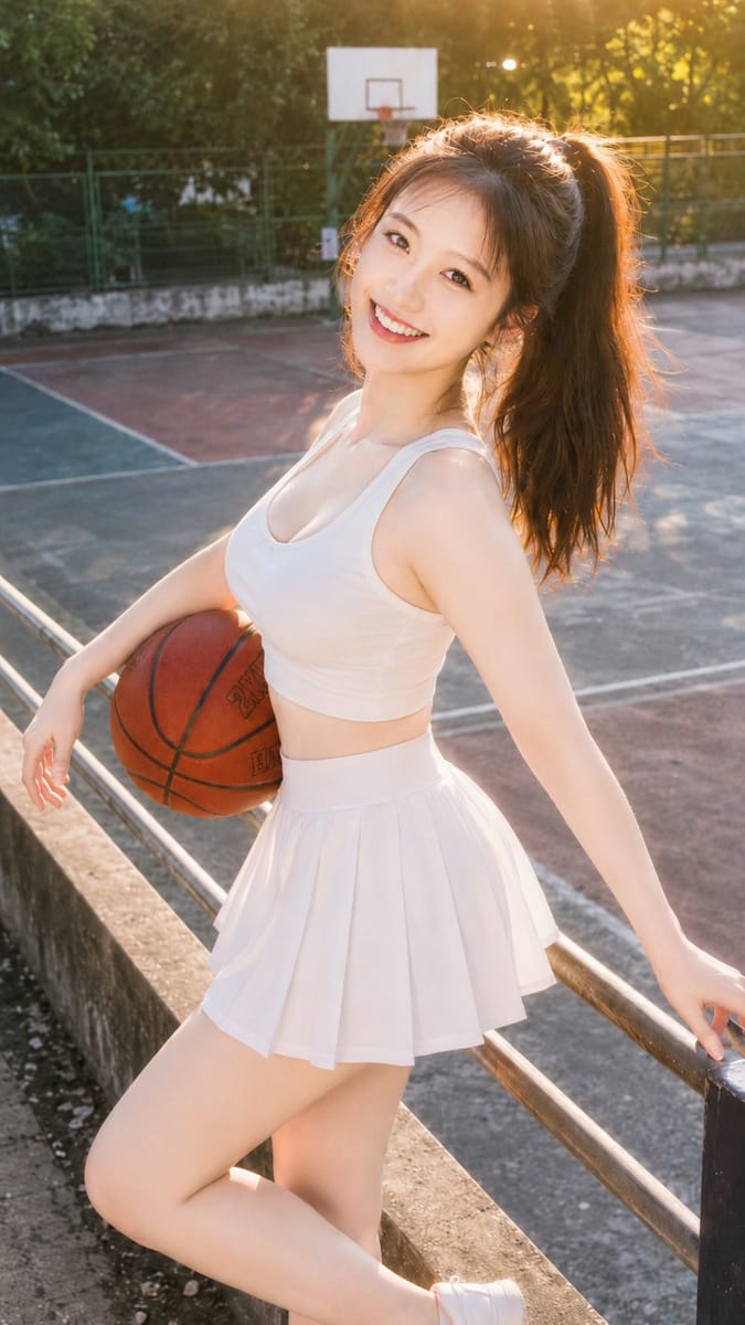 柔光CCD风｜篮球场元气少女写真