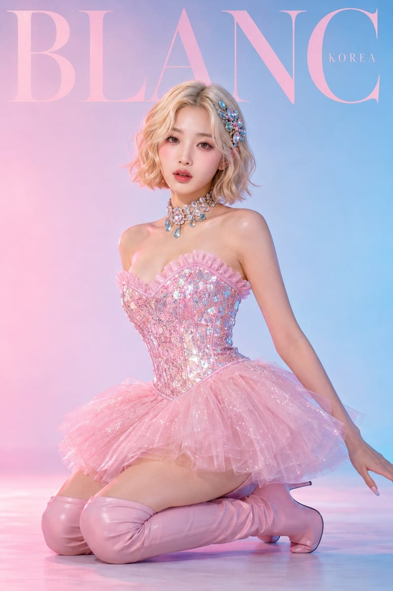 金发少女粉色芭蕾裙梦幻写真|时尚杂志封面级AI人像