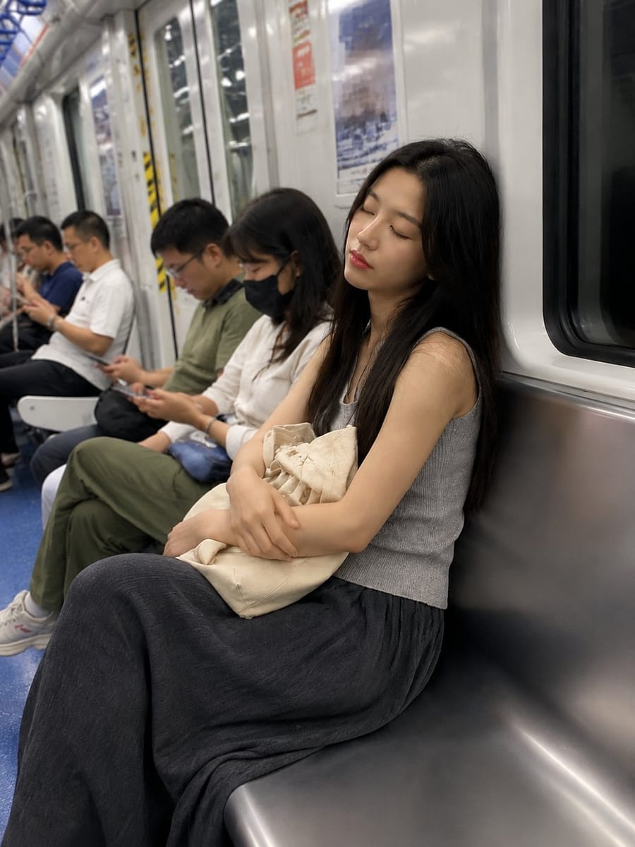早高峰地铁补觉抓拍|真实感通勤人像生成