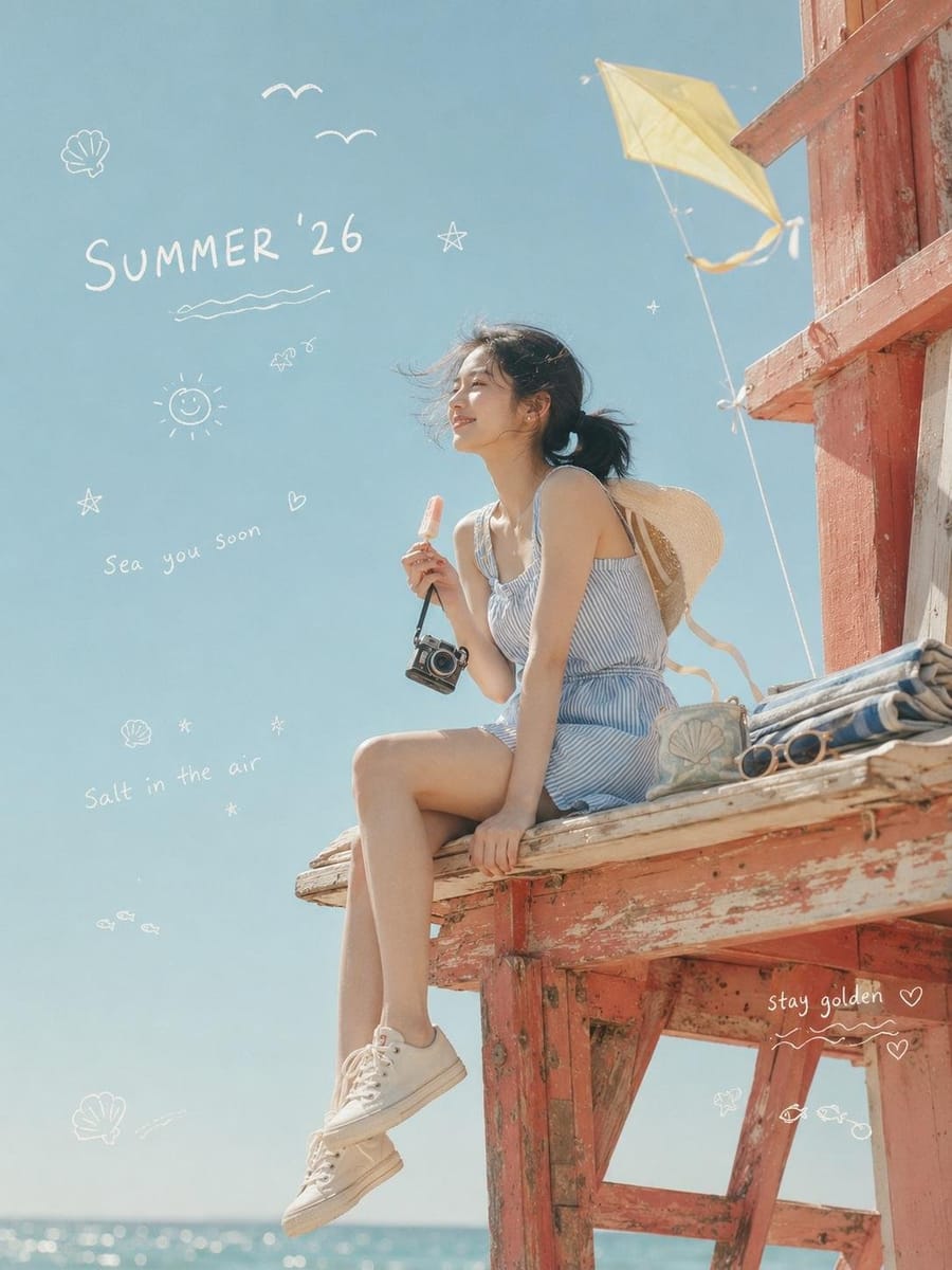 26年盛夏粉色救生塔：韩国少女梦幻胶片写真