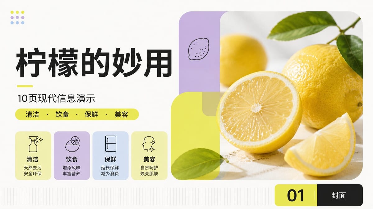 瑞士国际主义柠檬主题PPT设计系统|现代模块化排版视觉方案