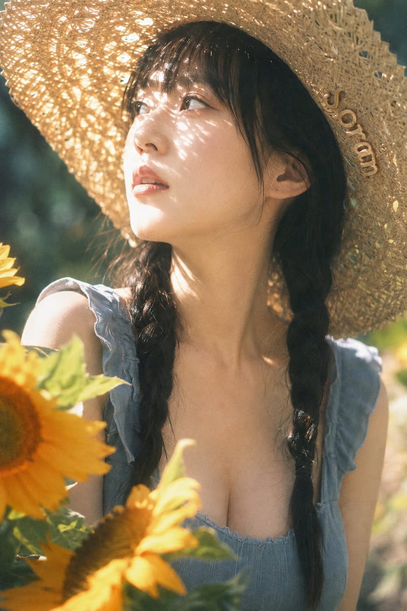 盛夏少女草编帽·梦幻筛光人像AI提示词