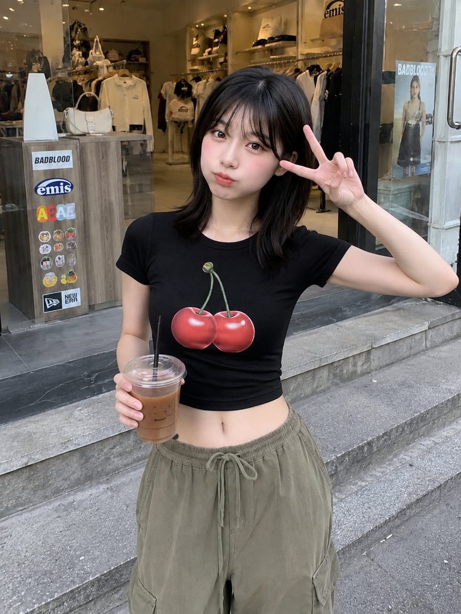 日本少女时尚精品店外手机直拍｜超写实街拍