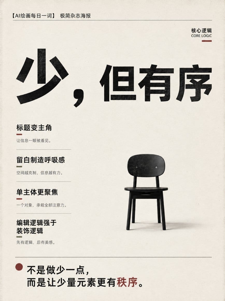 极简独立杂志海报设计 | 瑞士网格排版大师提示词