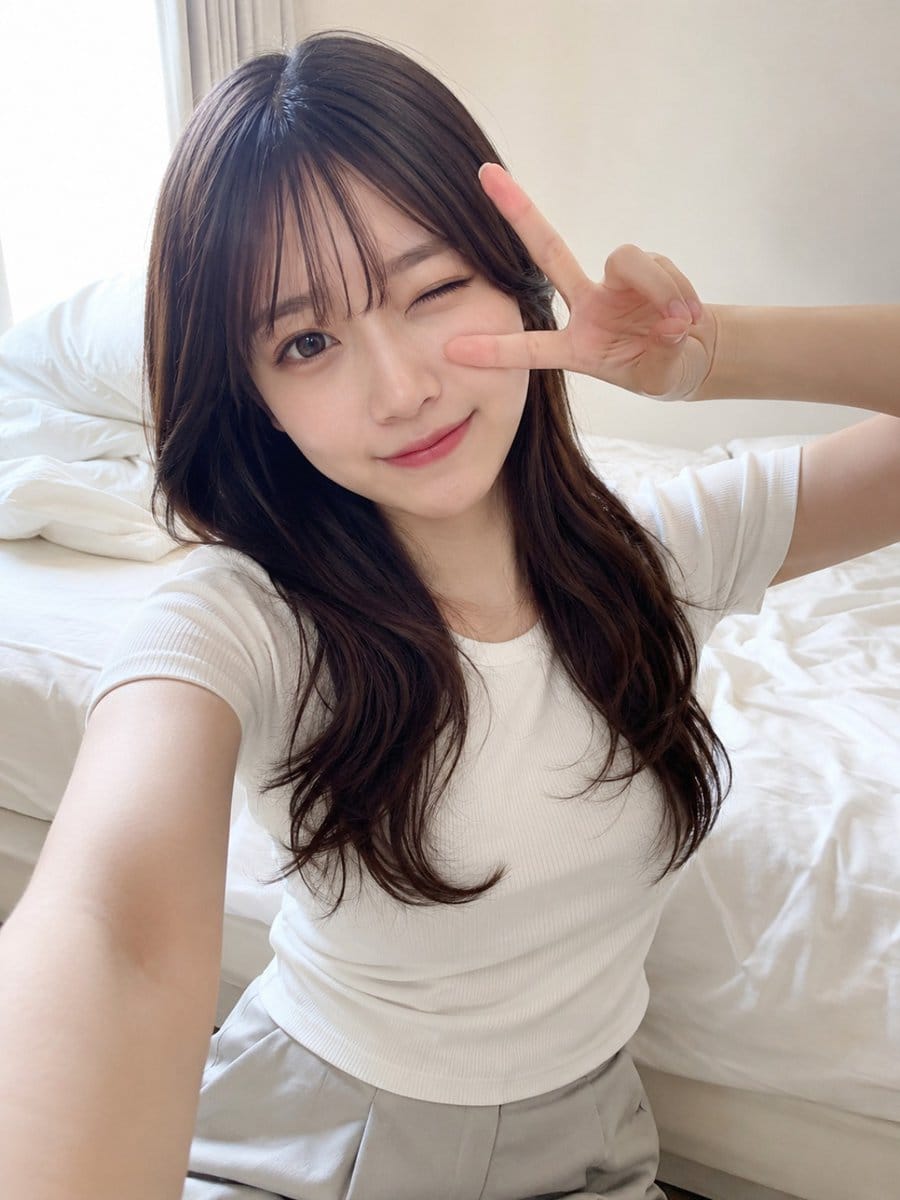 东亚女性卧室自拍人像|照片级真实摄影提示词