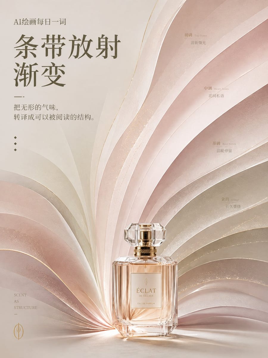 品牌条带放射渐变海报设计｜现代几何视觉美学