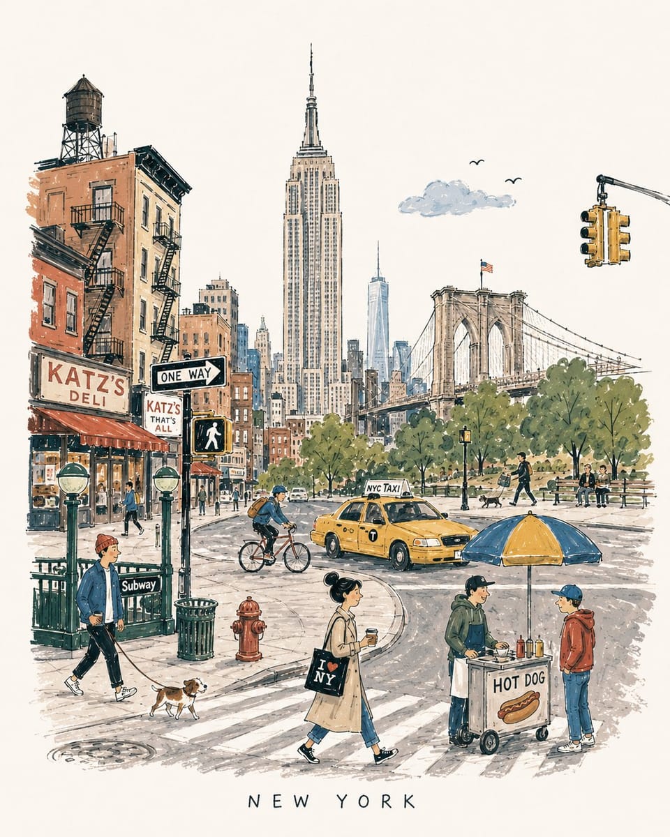 20世纪中叶欧式旅行图画书插画|复古城市记忆生成器