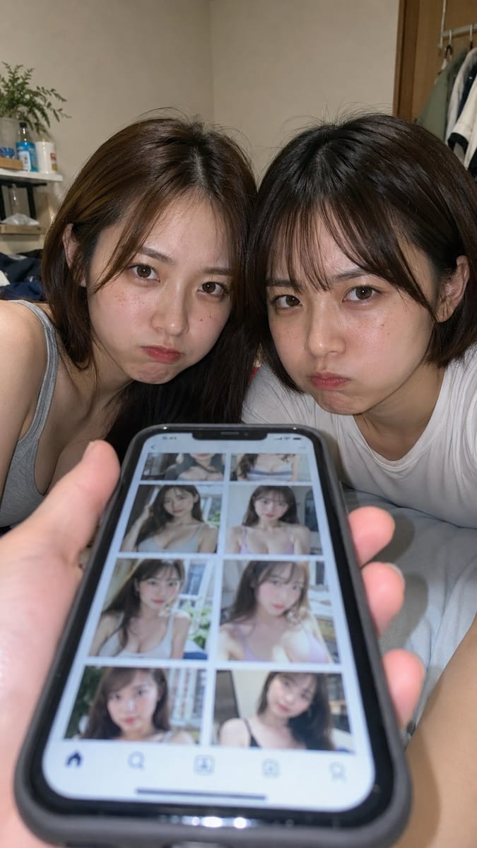 第一人称视角:偷看手机被抓包的两名女生