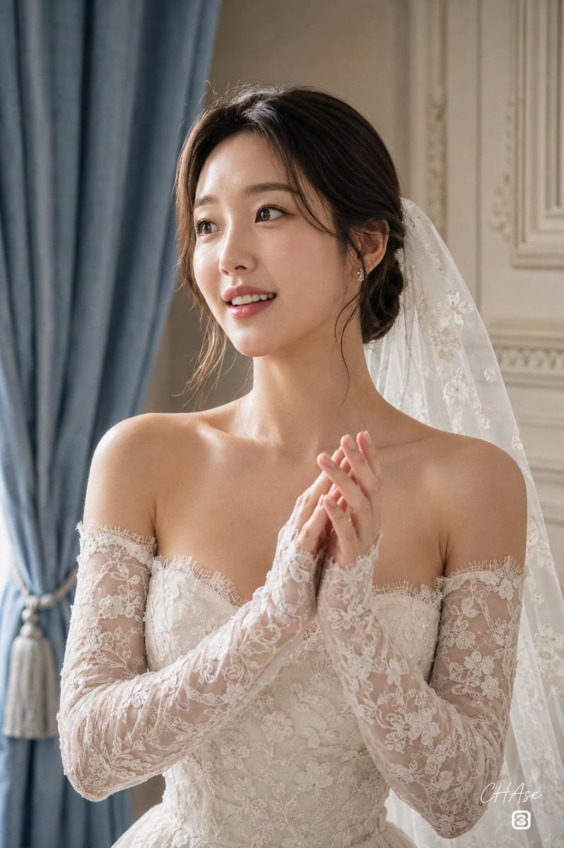 唯美写实新娘婚纱半身肖像 | 高级婚礼摄影提示词