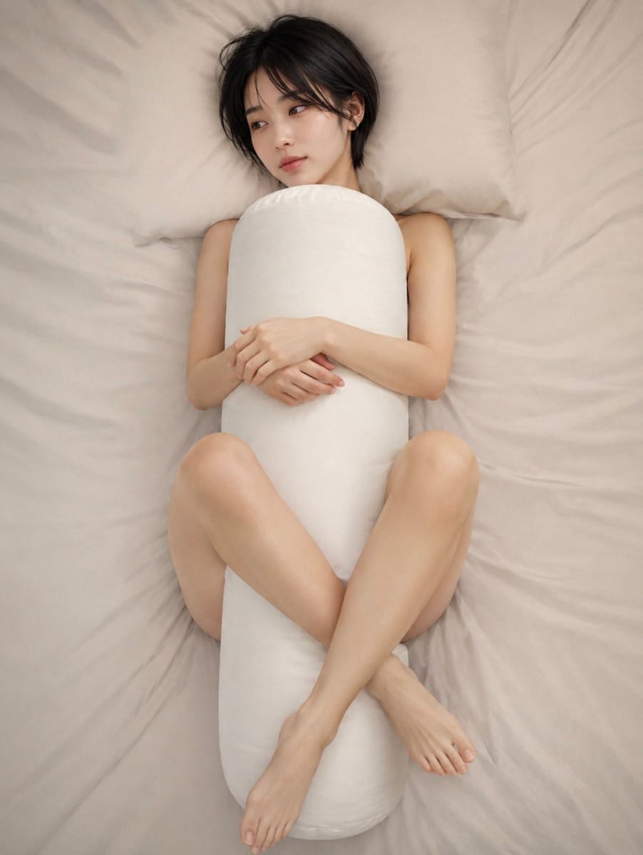仰卧抱枕少女构图提示词:慵懒卧室氛围感