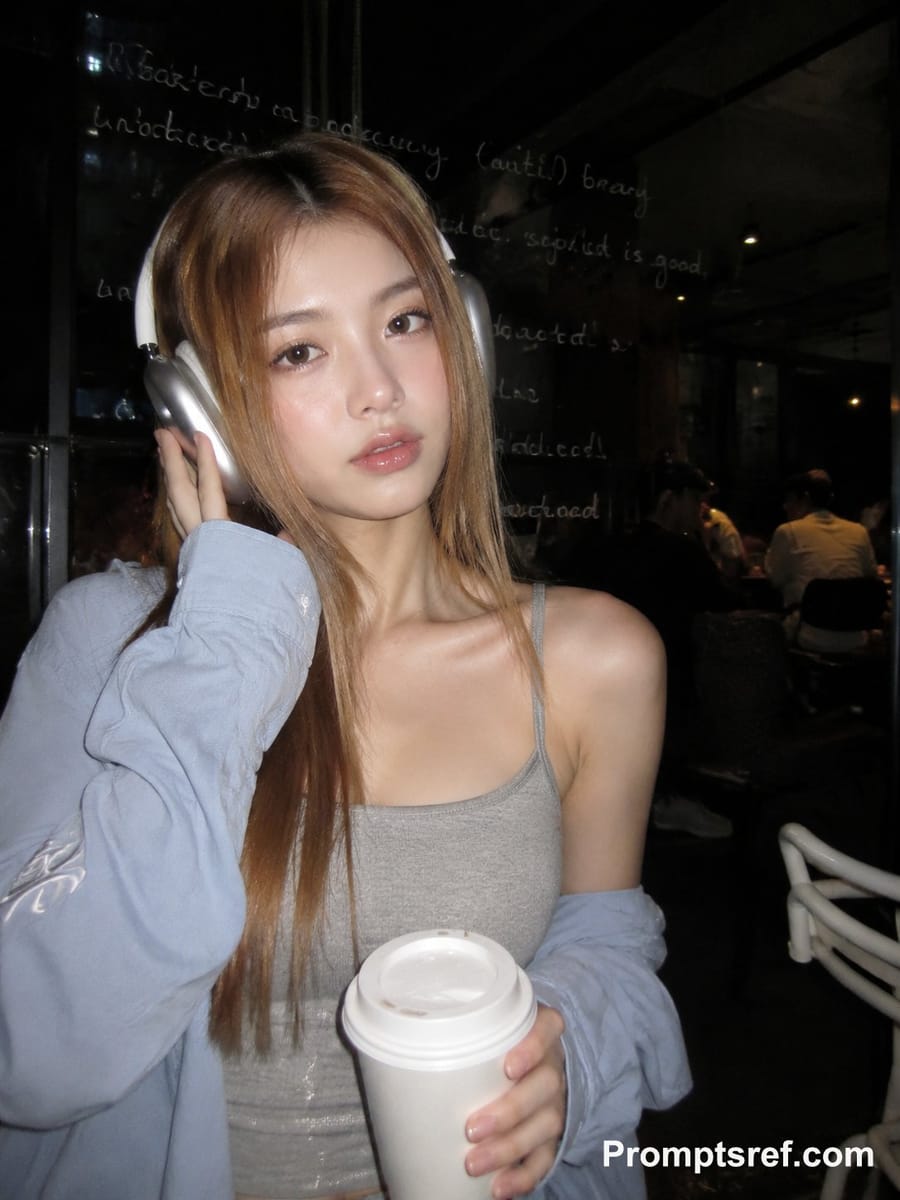 韩系清冷感直闪人像|深夜咖啡馆氛围感写真