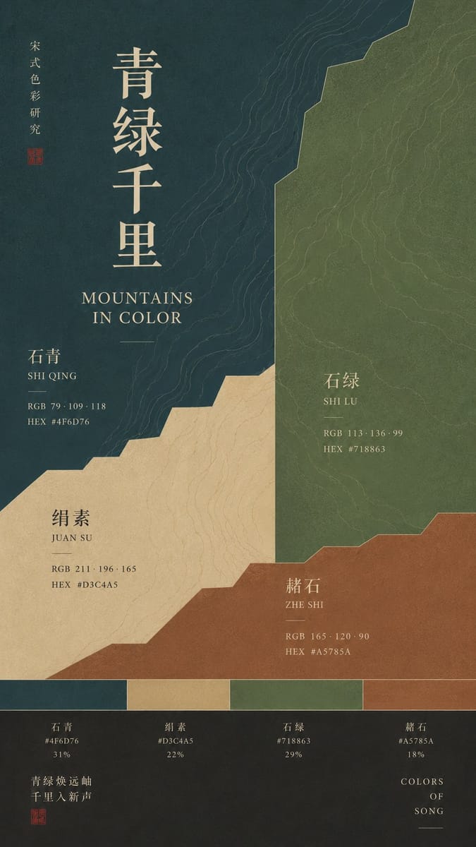 东方传统色×现代社论风配色研究海报
