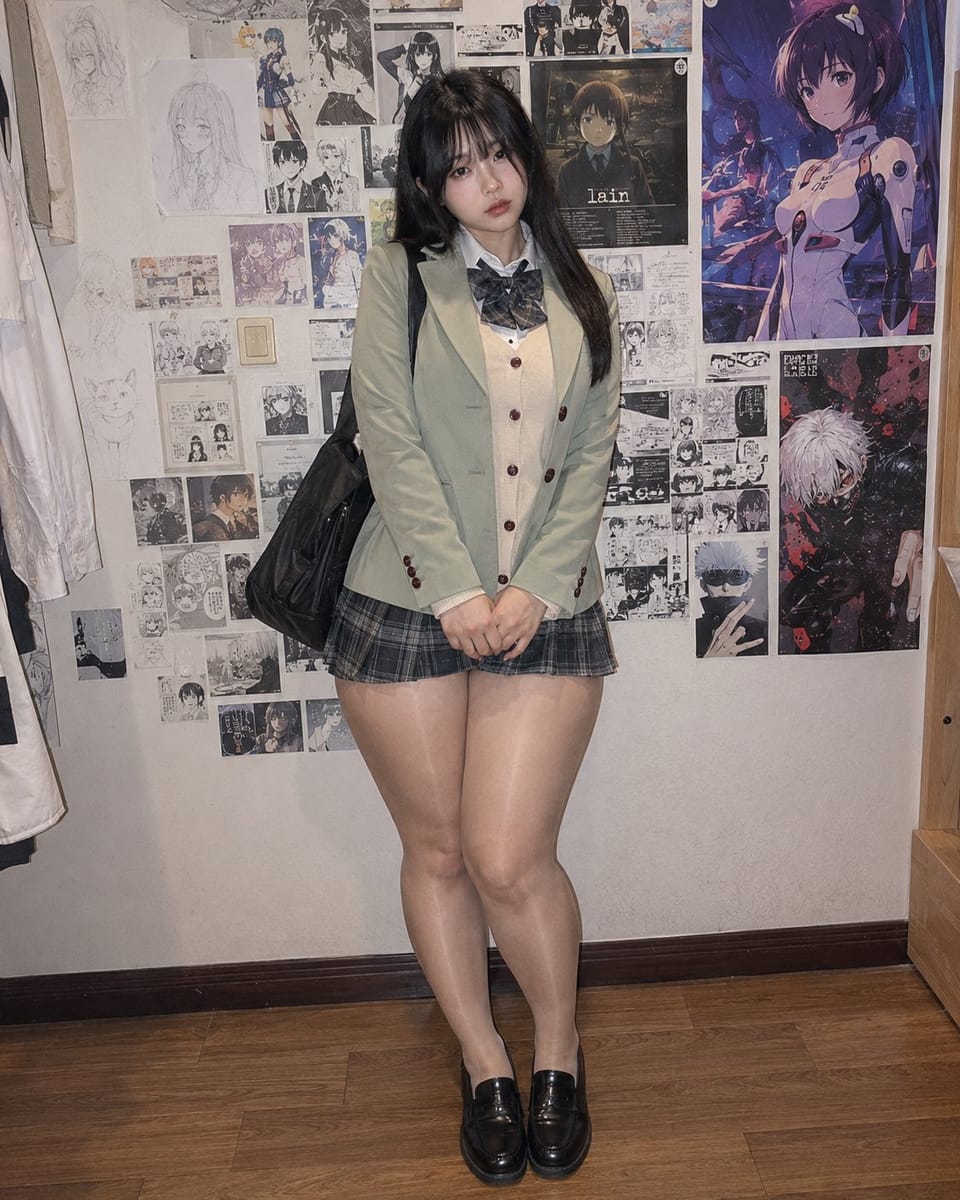 超写实日系制服少女全身人像写真|动漫海报墙氛围感