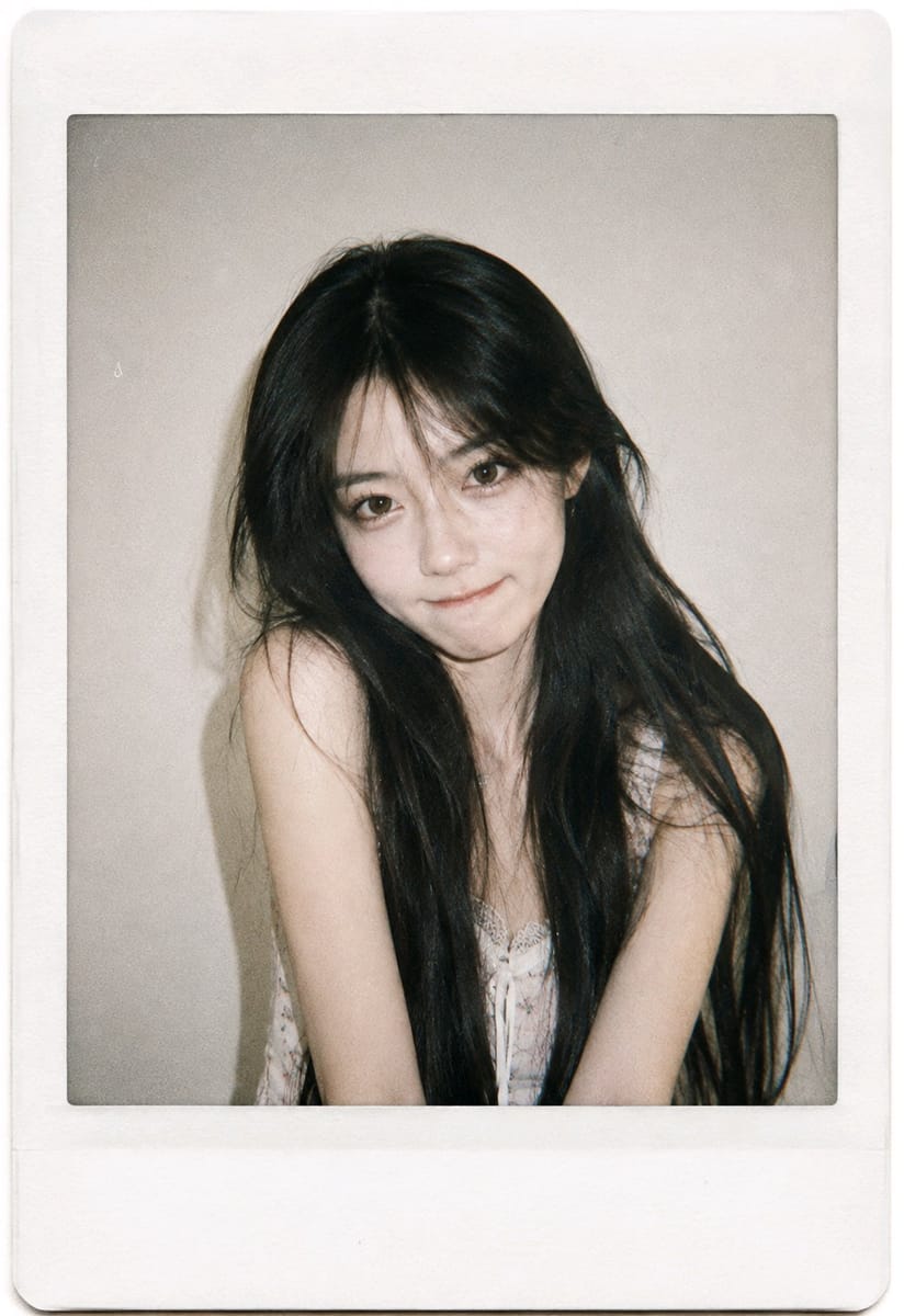复古富士拍立得｜黑长直亚洲女生胶片写真