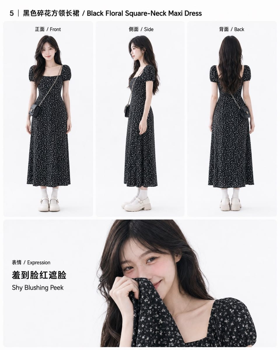 东亚女性三视图穿搭情绪图鉴:8套造型+表情特写
