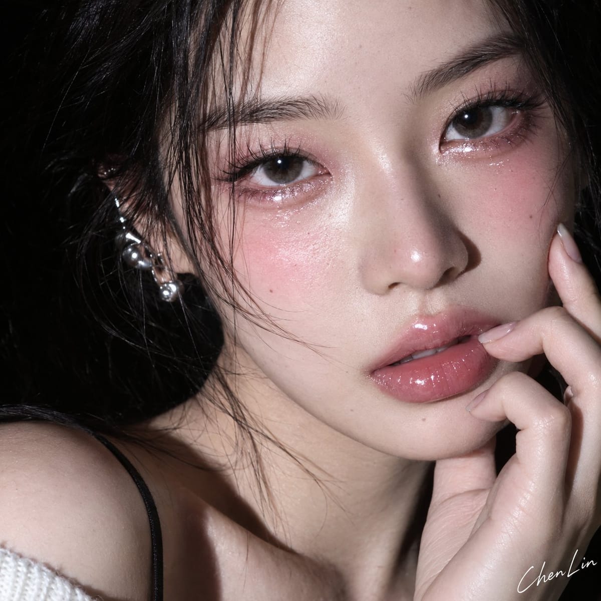 韩系湿润感美妆写真｜极近微距硬闪泪光高级大片