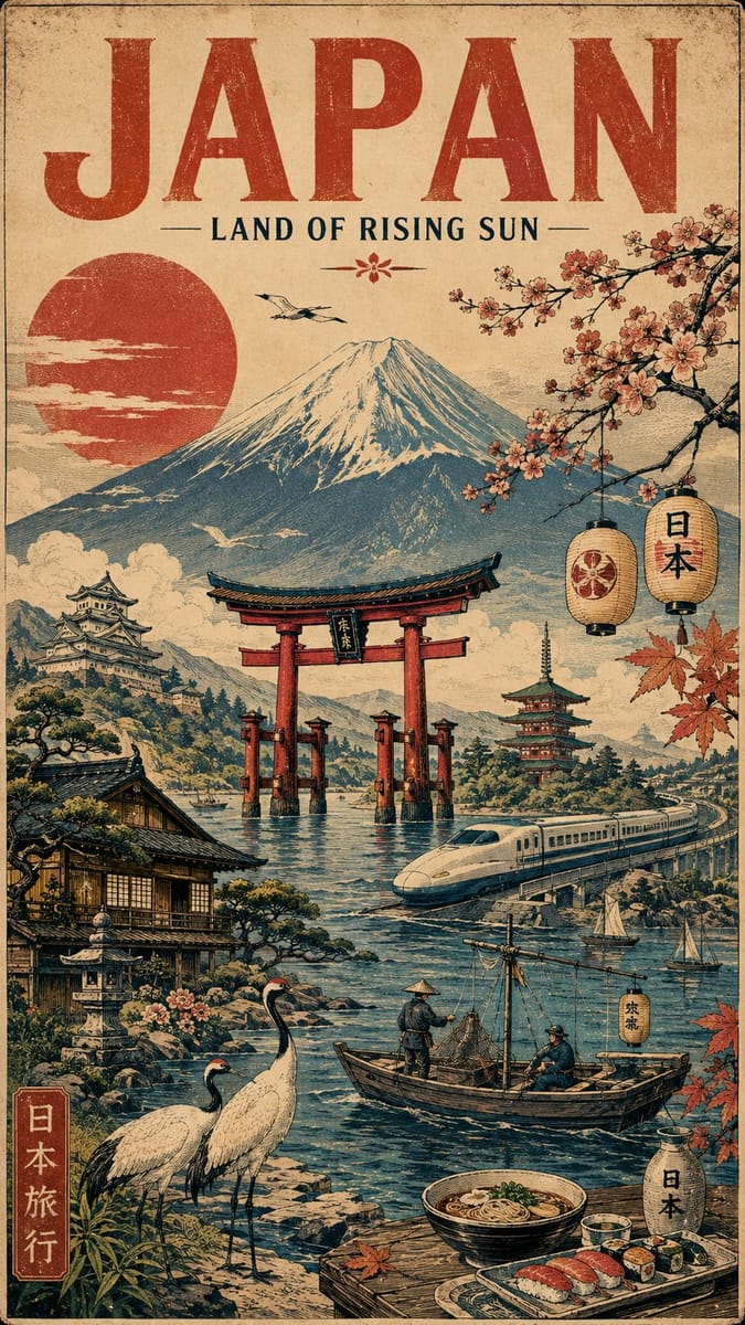 复古手绘旅行海报 | 诗意拼贴目的地插画生成