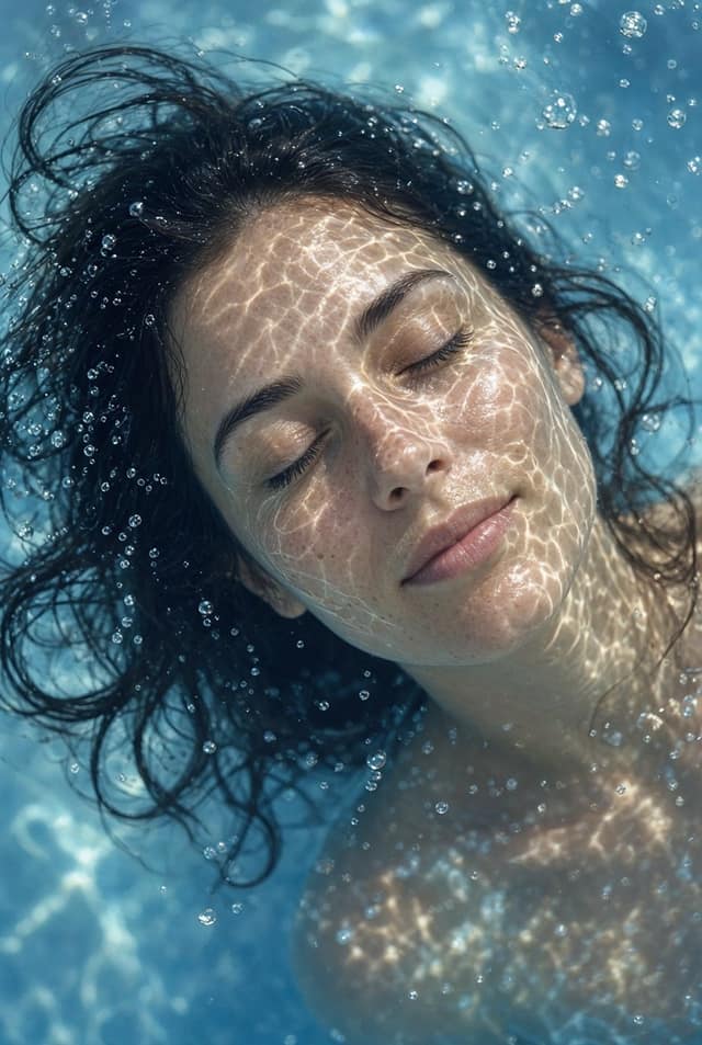 唯美水下人像特写｜梦幻光影氛围感摄影提示词