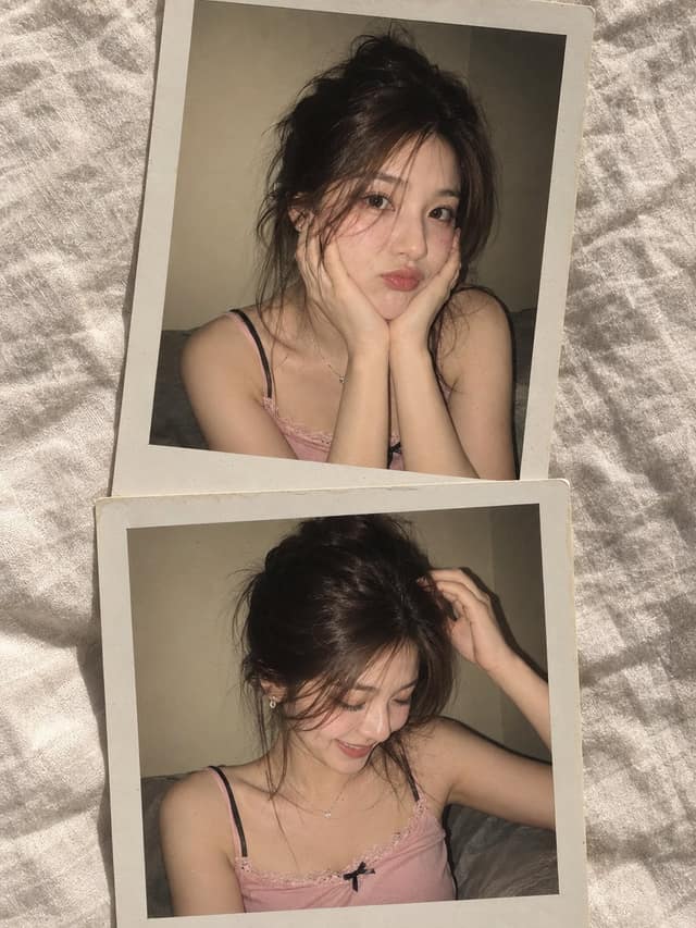 拍立得拼贴复古少女写真｜2000年代胶片质感双格人像