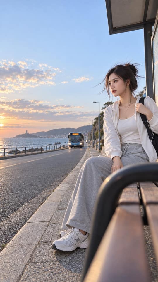 临海公交站中国女模特人像抓拍｜24mm广角氛围感大片