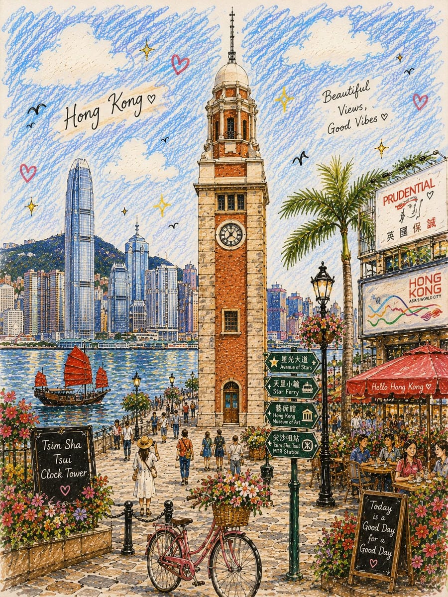 手绘复古欧洲绘本风旅游插画场景