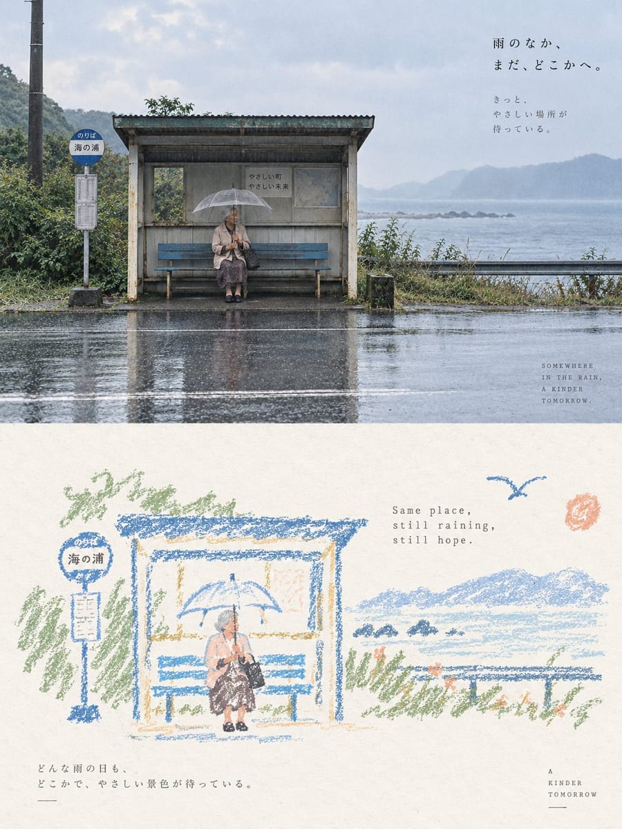 照片秒变复古蜡笔涂鸦艺术海报 | 留白治愈风