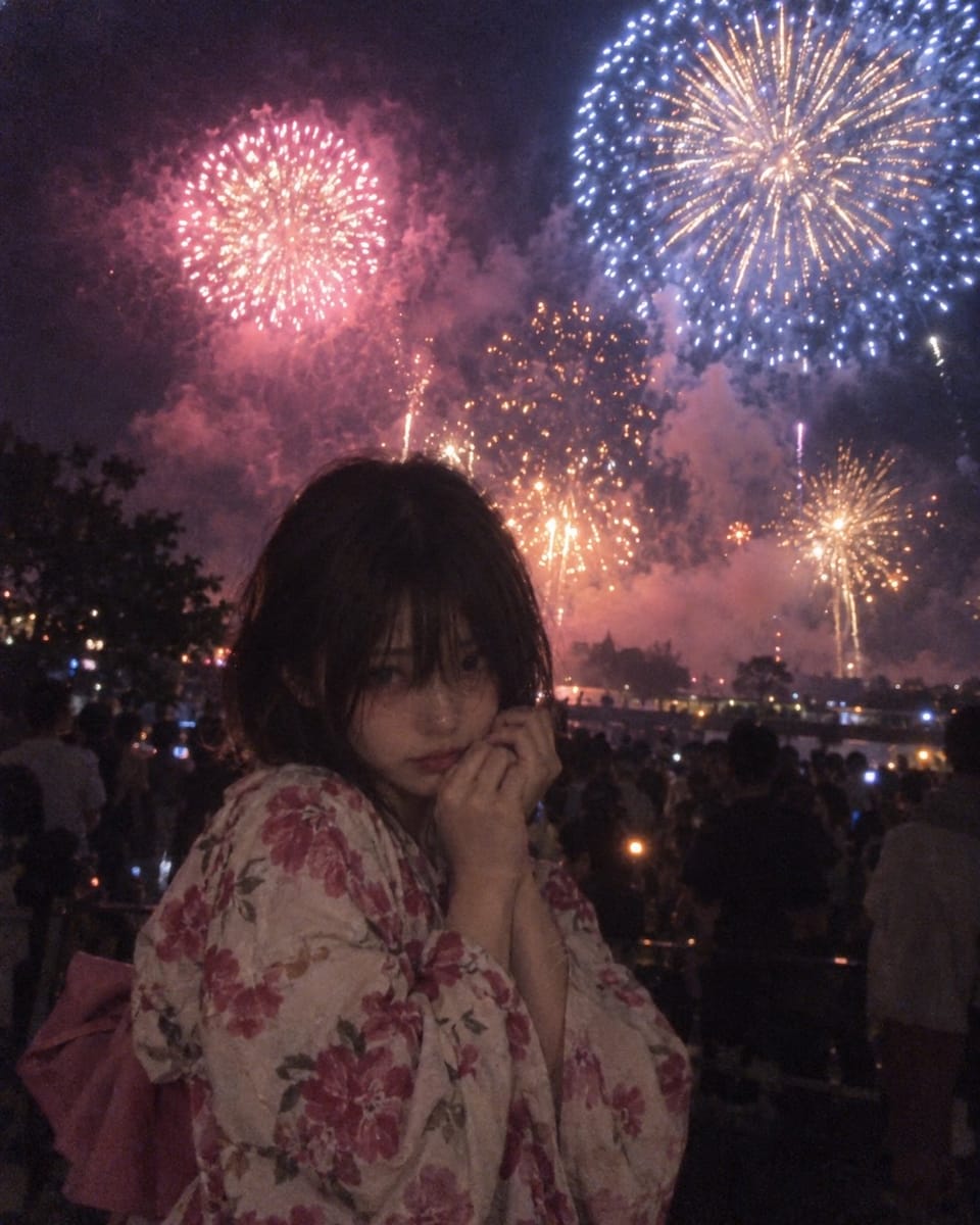 夏日烟火祭典少女｜超写实CCD夜拍人像