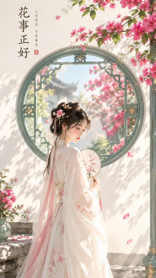 东方禅意极简新中式古风女子封面海报